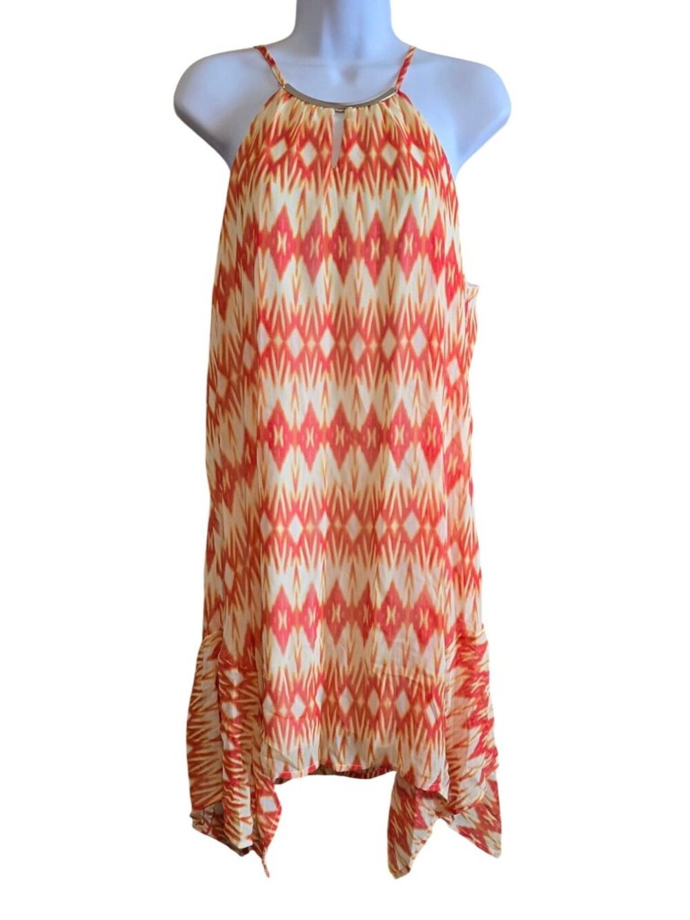 Halter Dress With Metal Accent Geometric Print beach Nautical summer date night